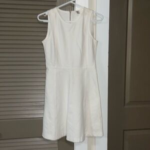 JCREW EUC 4 DRESS OFF WHITE/WHITE SLEEVELESS SKATER DRESS ZIP BACK DART BODICE
